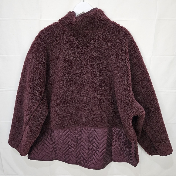Athleta Sherpa Pullover Sweatshirt Half Button Up Plum Purple Size 2X. NWT! - Picture 2 of 9